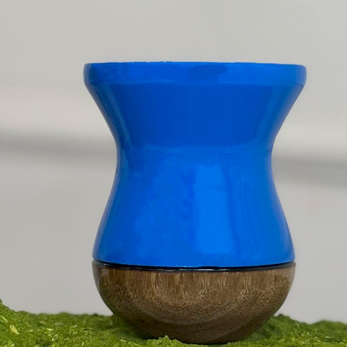 Cuia de madeira bicolor azul