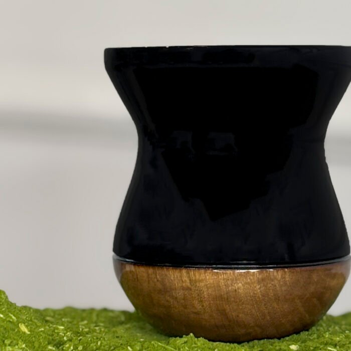 Cuia de madeira bicolor preta