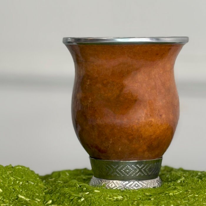 Cuia de porongo com bocal de inox