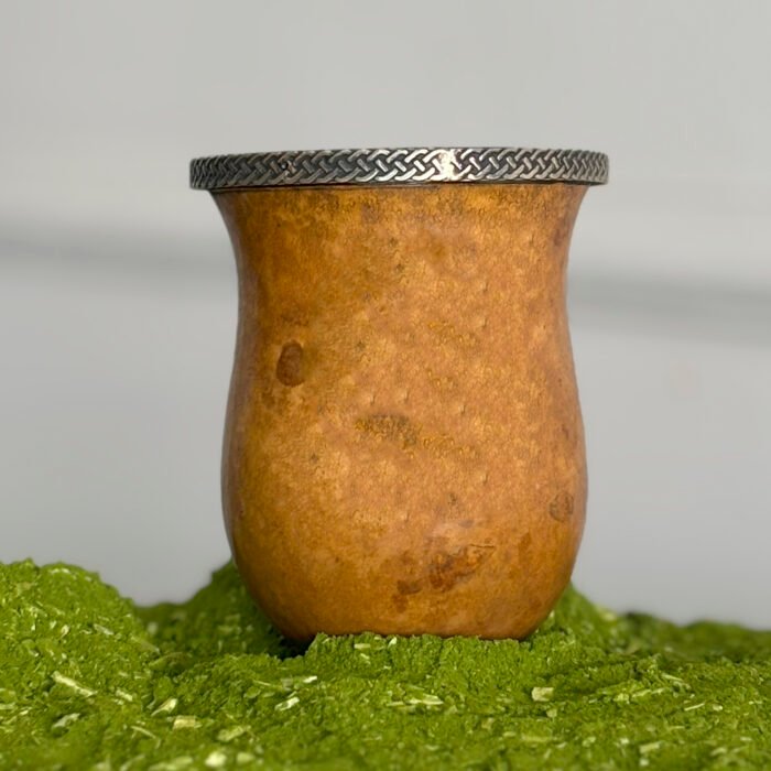 Cuia bago com bocal de prata bruto